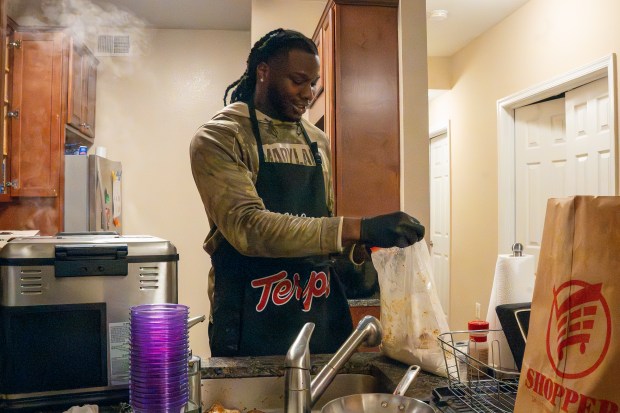 Maryland football's Quashon Fuller prepares weekly dinners for his teammates. (Daniel Kraft/Maryland Athletics)